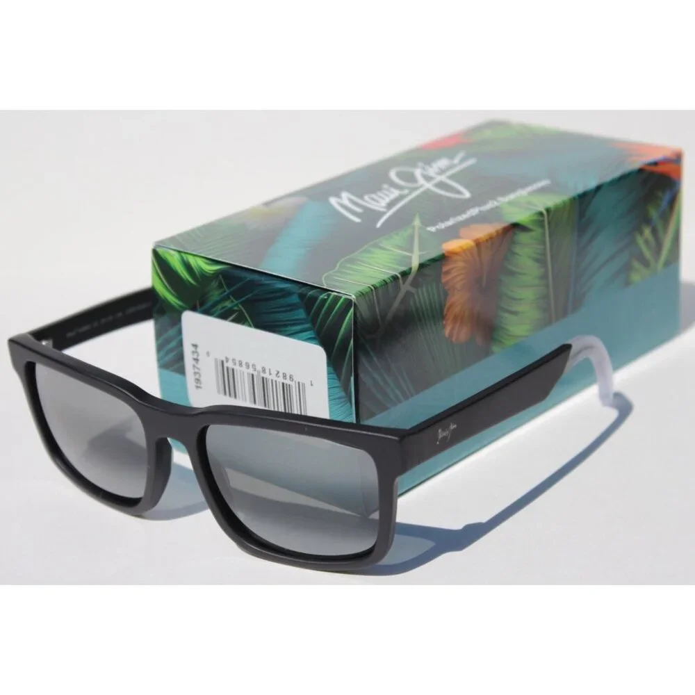 MAUI JIM Stone Shack POLARIZED Sunglasses 862-02 Black Crystal/Gray NEW Italy - Picture 2 of 11